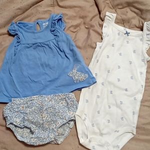 3Pc Carters Floral Bunny Girls Summer Set